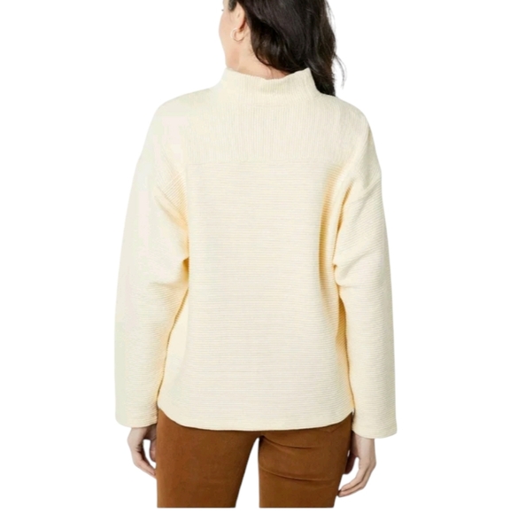 Madewell Antique Cream Beer Funnel Neck Chunky Knit Women Sweater Large - Picture 3 of 12